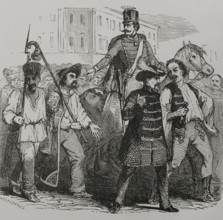 Hungarian Revolution of 1848 (15 March 1848-4 October 1849): A recruitment in Hungary, 1856. Creator: Henri Theophile Hildibrand.