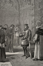 King John I of Aragon (1350-1396) at the Courts of Monzón in 1383, 1890. Creator: Joan Serra y Pausas.