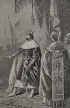 Coronation of Pedro III of Aragon (1240-1285) in Saragossa in November 1276 (1890). Creator: Joan Serra y Pausas.