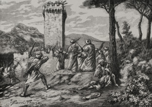 Umar ibn Hafsun, (c 846-918) at the castle of Ronda (province of Malaga, Andalusia, Spain), 1890. Creator: Joan Serra y Pausas.