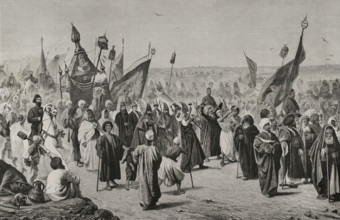 The return of a caravan of Mohammedans after their pilgrimage to Mecca, Cairo, Egypt, 1878. Creator: Unknown.
