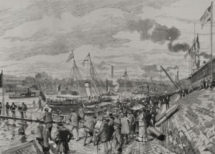 Pier at Pont d'Iéna (Jena Bridge) during nautical experiments, Universal Exhibition of Paris, 1878. Creator: Tomás Carlos Capuz.