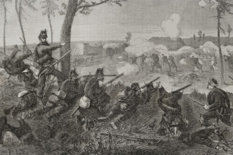 Siege of Paris: Skirmishes between the Prussian outposts encircling Paris and the besieged, 1871. Creator: Tomás Carlos Capuz.