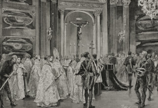 Response for Queen Maria Christina, (1806-1878) as her body is laid to rest in the Royal..., 1878.  Creator: Tomás Carlos Capuz.