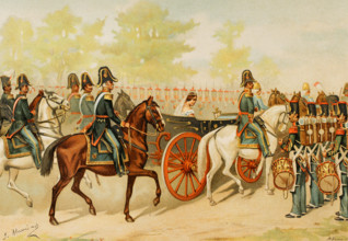 Review of the troops and national militia by the queen governor, 1889.  Creator: Juan Alaminos.