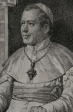 Pius IX, (1792-1878), Italian pope (1846-1878), 1852. Detail.  Creator: Julio Donón.