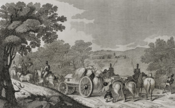 First Carlist War, (1833-1840): Driving a convoy, 1842. Creator: Pedro Celestino Mare.