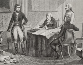 Negotiations between Count Cobenzl and Napoleon Bonaparte, Treaty of Campo Formio...1879.  Creator: Unknown.