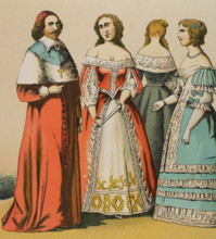 Cardinal Mazarin, (1602-1661) and noblewomen, 1881.  Creator: Unknown.