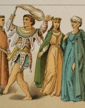 Buffoon and ladies, 1200, (1884). Creator: Unknown.