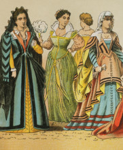 History of Italy: Madam's dresses, 1500-1600, (1881).  Creator: Unknown.