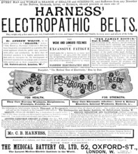 Advertisement for Harness' Electropathic Belts, 1890. Creator: Unknown.