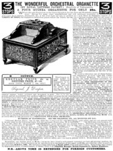 Advertisement for the Wonderful Orchestral Organette, 1890. Creator: Unknown.