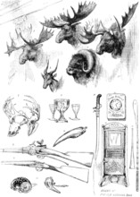 Sketches from the Sport and Art exhibition at the Grosvenor Gallery, 1890. Creator: Unknown.