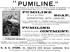 Advertisement for "Pumiline" Soap and Ointment, 1890. Creator: Unknown.