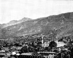 Broussa, in Asia Minor, the ancient Turkish capital: bird’s-eye view of Broussa, 1890. Creator: Unknown.
