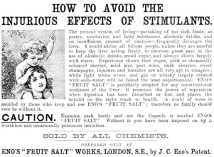 Advertisement for Eno’s "Fruit Salt", 1890. Creator: Unknown.