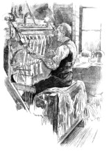 Work at an old handloom stocking-frame, Leicester, 1890. Creator: Unknown.