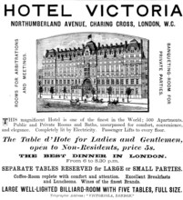 Advertisement for the Hotel Victoria, 1890. Creator: Unknown.