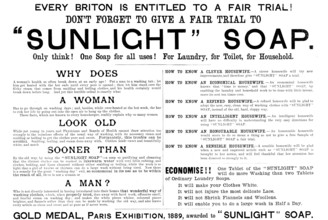 Advertisement for Sunlight Soap, 1890. Creator: Unknown.