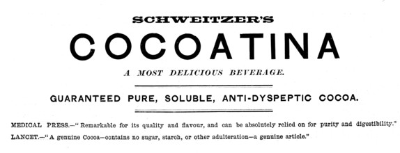 Advertisement for Schweitzer’s Cocoatina, 1890. Creator: Unknown.