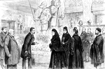 The Queen’s visit to the Tudor Exhibition, 1890. Creator: P Naumann.
