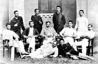 The Parsee Representative Cricket Team at Bombay - the Champion Team in India, 1890. Creator: George Meisenbach.