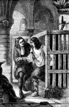 Centenary of John Howard, Prison Reformer: deliverance of prisoner shut up for life in cage, (1890). Creator: Unknown.