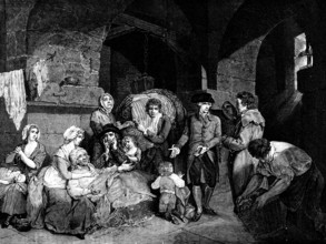 Centenary of John Howard, Prison Reformer: John Howard visiting an English prison, (1890). Creator: Unknown.