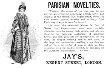 Advertisement for Jay’s Parisian Novelties, 1890. Creator: Unknown.