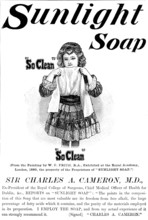 Advertisement for Sunlight Soap, 1890. Creator: Unknown.