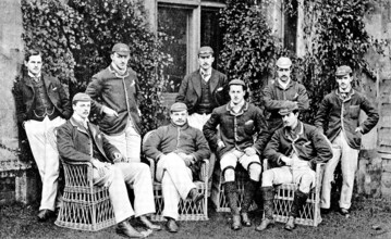 The Oxford and Cambridge Universities’ Boat-Race - the Oxford crew, 1890. Creators: Russell & Sons, George Meisenbach.