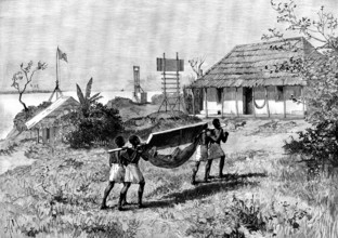 Portuguese in East Africa: signalling post for steamers, and Senhor Pinto’s house, Chilvane..., 1890 Creator: Amedee Forestier.