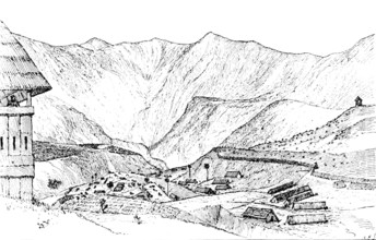 The Chin Expedition: Fort White, headquarters of the Northern Column of the Chin Expedition, 1890. Creator: Unknown.