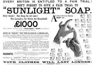 Advertisement for "Sunlight" Soap, 1890. Creator: Unknown.