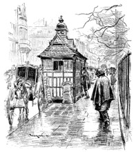 Sketches of London Cabs and Cabmen: a cabmen's shelter, 1890. Creator: Unknown.