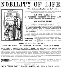 Advertisement for Eno’s "Fruit Salt", 1890.  Creator: Unknown.