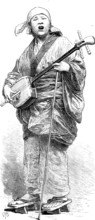 Street sketches in Tokio, Japan: Samien player (musician), 1890. Creator: Unknown.