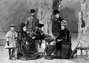 The Queen at Aix-Les-Bains: the Royal Family at the entrance of the Grotto, 1890. Creator: Unknown.