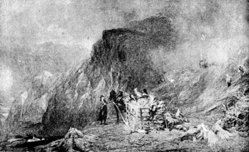 Royal Society of Painters in Water Colours: "Harvest in Cambria" - H. Clarence Whaite, 1890.  Creator: Unknown.