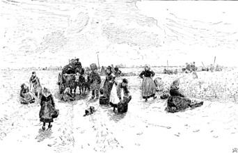 Royal Society of Painters in Water Colours: "The Vintage," Medoc - Robert W. Allan, 1890.  Creator: Unknown.