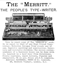 Advertisement for the "Merritt", the People’s Type-Writer, 1890.  Creator: Unknown.
