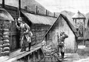 The Chin-Lushai Expedition: an outpost look-out at Yawhi, 1890. Creator: P Naumann.