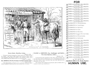 Advertisement for Elliman’s Universal Embrocation, 1890. Creator: William Stanfield Sturgess.