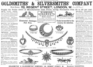 Advertisement for Goldsmiths’ & Silversmiths’ Company, 1890. Creator: Unknown.