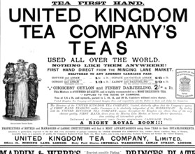 Advertisement for United Kingdom Tea Company’s Teas, 1890. Creator: Unknown.