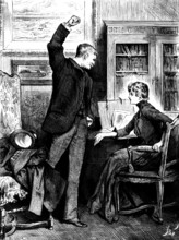 His hand remained raised - he was speechless...he was helpless with blind rage and madness, 1890. Creator: R. Taylor.