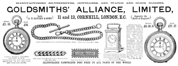 Advertisement for Goldsmiths’ Alliance, Limited, 1890. Creator: Unknown.