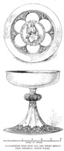 Sacramental gold dish and cup found buried near Dolgelly, North Wales, 1890. Creator: Unknown.