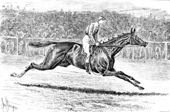 Sainfoin, the Winner of the Derby: the preliminary canter, 1890. Creator: Carl Hentschel.